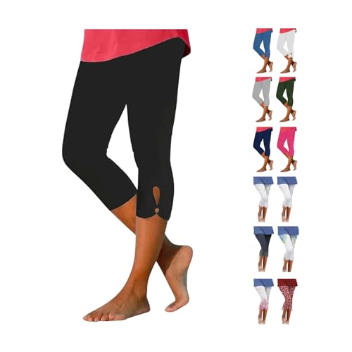 Awrvia Leggings Damen 3/4 Caprihose Sommer Blickdicht Sportleggins Bequem Leichter Jogginghose Lässig High Waist Hose Outdoor Yoga Sporthose Atmungsaktiv Traininghose Mode Elastisch Radlerhose von Awrvia