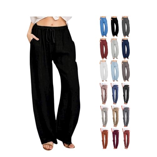 Awrvia Leinenhose Damen Freizeit Hose Lang Locker Sommerhose Casual Einfarbig Leinenhose Baumwolle Gerades Bein Bequeme Stoffhose Leicht Einfarbig Strandhose Amazon Warehouse Deals Angebote von Awrvia