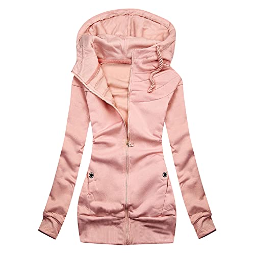 Awrvia Mantel Damen Elegant Kapuzenjacke Lang Softshelljacke Langarm Parka Steppmantel Reißverschlus Taschen Übergangsjacke Winddichter Einfarbig Trenchcoat Geschnittener Gemütlich Wintermantel von Awrvia