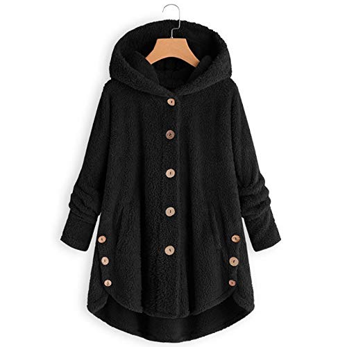 Awrvia PlüSchjacke Damen Oversize Hoodie Warm GefüTterte Fleecemantel Lässige Teddyjacke Flauschig Kätzchen Wintermantel Farbblock Lange Mantel Kuschelig Kawaii Kapuzenjacke mit Taschen Cardigan von Awrvia