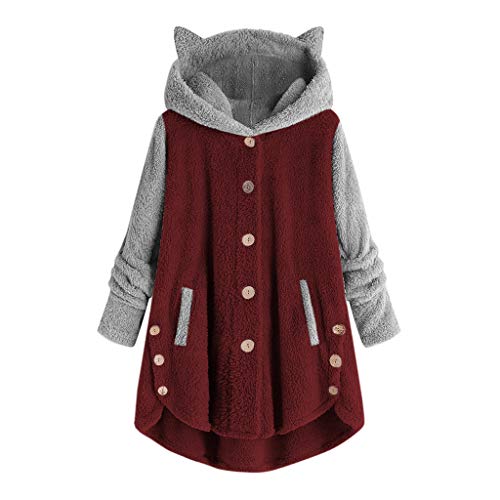 Awrvia Plüschjacke Damen Oversize Fleecemantel Warm Gefütterte Hoodie Lässige Teddyjacke Flauschig Kapuzenjacke Farbblock Lange Cardigan Kuschelig Kuschelig Wintermantel mit Taschen Mantel von Awrvia