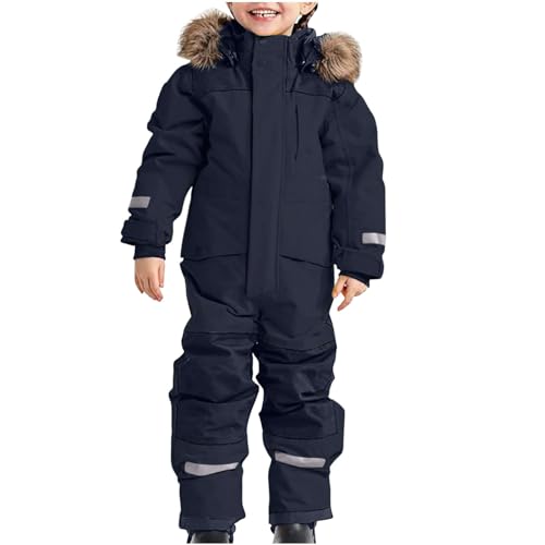 Awrvia Schneeanzug Kinder Jungen Skianzug mit Kapuze Skioverall Schneeanzug Wasserdicht Atmungsaktiv Skianzüge Verdickt Warm Funktionsanzug Outdoor Regenoverall Einteiliger Schneeoverall von Awrvia