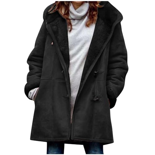 Awrvia Steppmantel Damen Lang Fleecejacke Sportlich Wintermantel Warmer Dicker Trenchcoat Kuscheliger Elegante Kapuzenjacke Doppelseitiger BeiläUfige Softshelljacke bekleidung premium marken sale von Awrvia