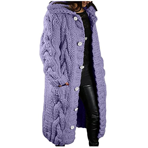 Awrvia Strickjacke Damen Grobstrick Strickmantel Lang Dicke Cardigan Casual Lockere Winterjacke Warm Wolle Kapuzenpullover Oversize Strickpullover Modern Jacken alle angebote für heute von Awrvia