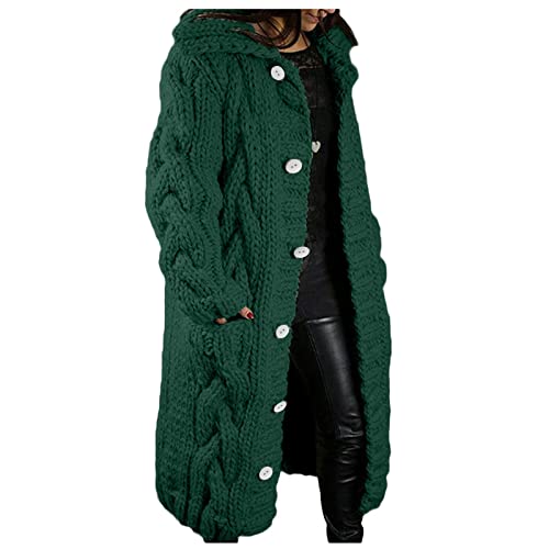 Awrvia Strickjacke Damen Grobstrick Strickmantel Lang Dicke Cardigan Casual Lockere Winterjacke Warm Wolle Kapuzenpullover Oversize Strickpullover Modern Jacken angebot des tages heute von Awrvia