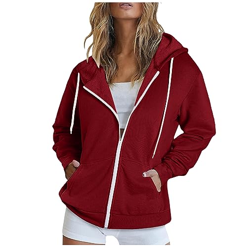 Awrvia Sweatjacke Damen Zipper Hoodie mit Kapuze Kapuzenpullover Baumwolle Übergangsjacke Sportlich Festliche Jacke Modern Kapuzenjacke Leichter Drucken Sweatshirt Y2K Teenager Mantel Winter von Awrvia