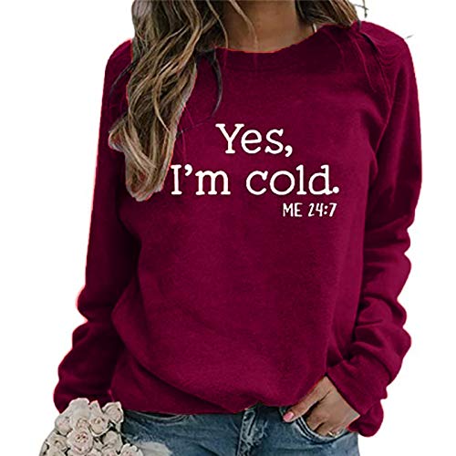 Awrvia Sweatshirt Damen ohne Kapuze Langarmshirt Baumwolle Warm Sportshirt Vintage Rundhals Pullover Oversized Casual Pulli Shirt Einfarbig Oberteile Briefe Drucken Streetwear Herbst Winter von Awrvia