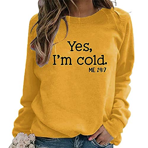 Awrvia Sweatshirt Damen ohne Kapuze Langarmshirt Baumwolle Warm Sportshirt Vintage Rundhals Pullover Oversized Casual Pulli Shirt Einfarbig Oberteile Briefe Drucken Streetwear Herbst Winter von Awrvia