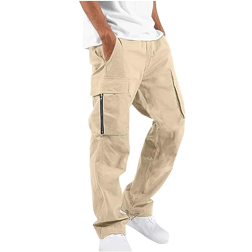 Awrvia Trekkinghose Herren Lang Cargohose Zip Baggy Wanderhose Vielseitig Arbeitshose Multi Pocket Funktionshose Chino Hose Regular Fit Trainingshose Einsatzhose Track Pants Outdoor Jogginghose von Awrvia