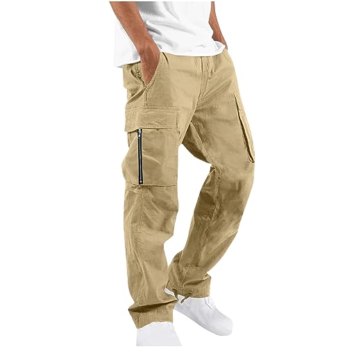 Awrvia Trekkinghose Herren Lang Cargohose Zip Baggy Wanderhose Vielseitig Arbeitshose Multi Pocket Funktionshose Chino Hose Regular Fit Trainingshose Einsatzhose Track Pants Outdoor Jogginghose von Awrvia