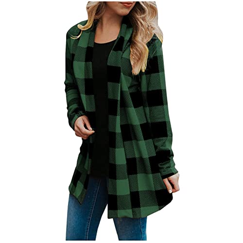 Awrvia Übergangsmantel Damen Rave Oberbekleidung Elegant Kariertes Hemd mit Kapuze Blusen Karo Muster Overshirt Plaid Boyfriend Hemdbluse Button down Langarm Blusenshirt Schickes Freizeitmantel von Awrvia