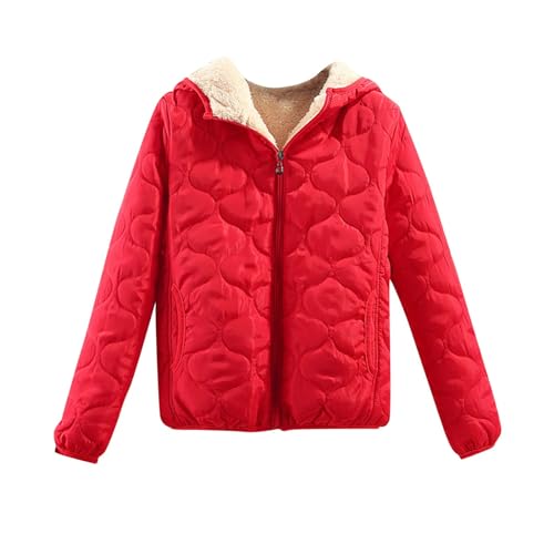 Awrvia Winterjacke Damen Warme Steppjacke Verdicken Lang Softshelljacke Fleece Gesteppte Wintermantel mit Kapuze Sportjacke Elegant Winterparka Mantel Winddichter Funktions Übergangsjacke von Awrvia