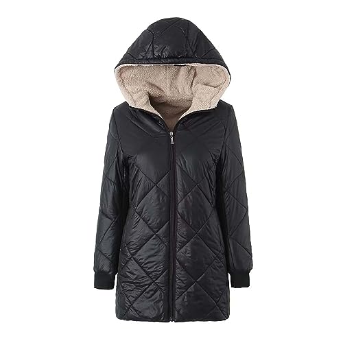 Awrvia Wintermantel Damen Lang Steppjacke Warm Elegant Kapuzenjacke Fleece Gefüttert Winterjacke Leichte GemüTlich Softshelljacke Outdoor Puffer Jacke Gepolstert Bomberjacke Funktions Parka Mantel von Awrvia