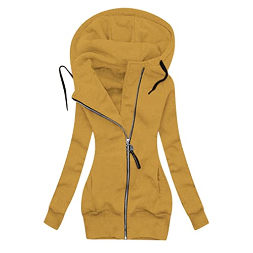 Awrvia Wintermantel Damen Oversize Hoodie Jacke Reißverschluss Langarm Winterjacke Warm Baumwolle Kapuzenjacke Sport Kapuzenpullover mit Taschen Sweatshirt Parka Mode Funktionsjacke Herbst Winter von Awrvia