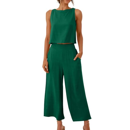 Awrvia Zweiteiler Sommer Damen 2025 Elegant Hosenanzug Ärmello Kurzarm Top und Hosen Outfit Set Modische Einfarbig Freizeitanzug Baumwolle Loungewear mit Taschen Weite Bein Hosenanzüge Awrvia Zweiteiler Sommer Damen 2025 Elegant Hosenanzug Ärmello Kurzarm Top und Hosen Outfit Set Modische Einfarbig Freizeitanzug Baumwolle Loungewear mit Taschen Weite Bein Hosenanzüge von Awrvia