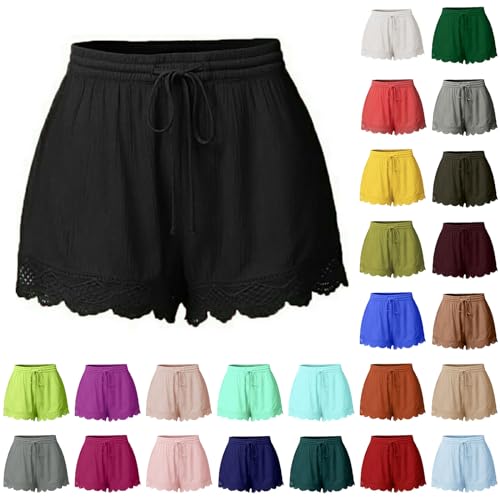 Awrvia alle Angebote aktuell Shorts Damen Sommer Kurze Hose Mode Lässige Stoffhose Freizeit Elastische Taille Jogginghose Stretch Gerades Bein Strandshorts mit Kordelzug Trainingshose Hotpants von Awrvia