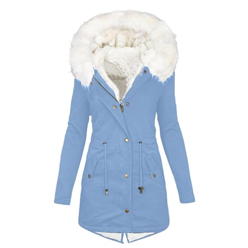 Awrvia bekleidung premium marken sale Wintermantel Damen Warmer Lang Jacke Dickes Einfarbig Wanderjacke mit Kapuze Wintermantel Langarm Elegant Steppmantel Outdoor Baumwolljacke Kuschelig von Awrvia