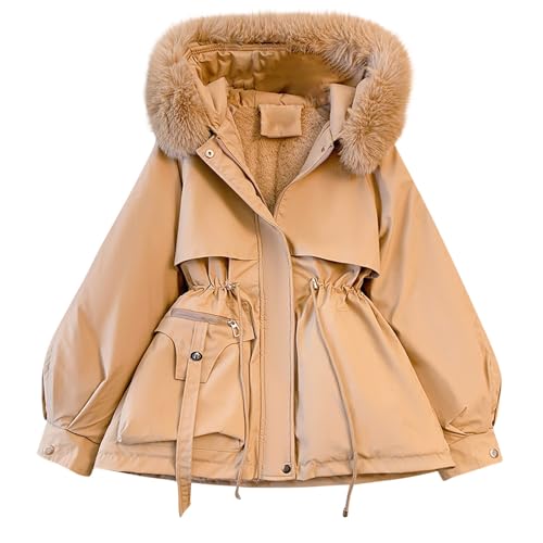 Awrvia beliebte marken Mantel Damen Sportlich Winterjacke Warm Elegant Steppmantel Lang Gefüttert Wintermantel Winddicht Winterparka Mode Jacke Abnehmbarer Fellkapuze Wärmejacke von Awrvia