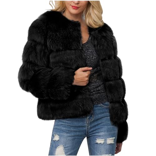 Awrvia black friday Pelzmantel Damen Kunstfell Plüschjacke Flaumig Verdicken Wintermantel Warme Elegant Pelzjacke Übergroßes Winterjacke Lange Parka Overcoat Vintage von Awrvia