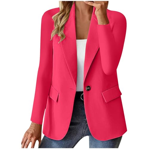 Blazer Damen Elegant Casual Jack Trenchcoat Open Front Arbeit Büro Knopf Jacke Anzug Langarm Sportlich Anzüge Mantel Geschäft Reverskragen Longblazer Einreihige Offener Anzugjacke von Awrvia