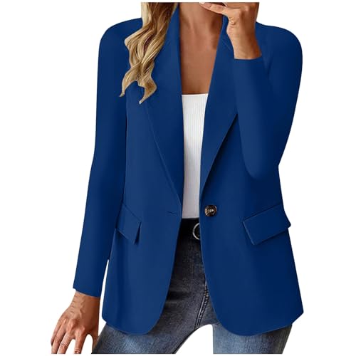 Blazer Damen Elegant Casual Jack Trenchcoat Open Front Arbeit Büro Knopf Jacke Anzug Langarm Sportlich Anzüge Mantel Geschäft Reverskragen Longblazer Einreihige Offener Anzugjacke von Awrvia