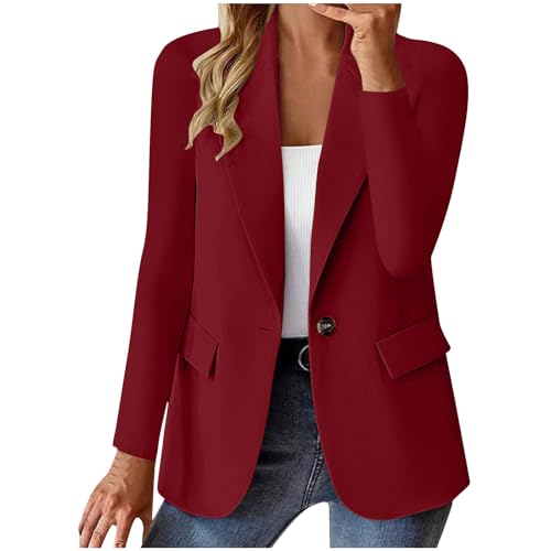 Blazer Damen Elegant Casual Jack Trenchcoat Open Front Arbeit Büro Knopf Jacke Anzug Langarm Sportlich Anzüge Mantel Geschäft Reverskragen Longblazer Einreihige Offener Anzugjacke von Awrvia