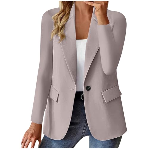 Blazer Damen Elegant Casual Jack Trenchcoat Open Front Arbeit Büro Knopf Jacke Anzug Langarm Sportlich Anzüge Mantel Geschäft Reverskragen Longblazer Einreihige Offener Anzugjacke von Awrvia