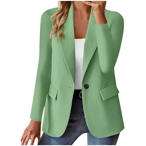 Blazer Damen Elegant Casual Jack Trenchcoat Open Front Arbeit Büro Knopf Jacke Anzug Langarm Sportlich Anzüge Mantel Geschäft Reverskragen Longblazer Einreihige Offener Anzugjacke von Awrvia