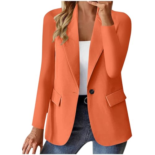 Blazer Damen Elegant Casual Jack Trenchcoat Open Front Arbeit Büro Knopf Jacke Anzug Langarm Sportlich Anzüge Mantel Geschäft Reverskragen Longblazer Einreihige Offener Anzugjacke von Awrvia