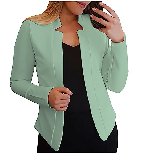 Blazer für Damen Kurze Büro Jacke Sportlich Modern Anzüge Bolero Langarm Oberteil Elegant Revers Mantel Einfarbig Slim Fit Sakko Geschäft Freizeitmantel Wärmer Festliche Outwear von Awrvia