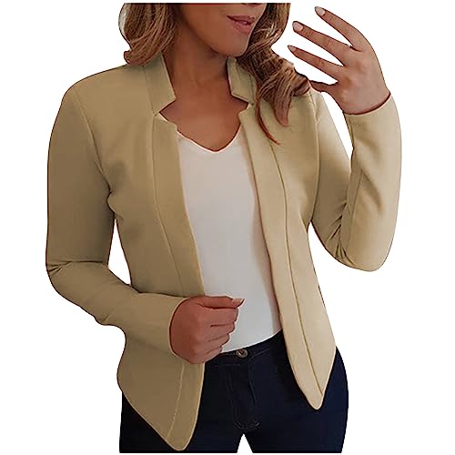 Blazer für Damen Kurze Büro Jacke Sportlich Modern Anzüge Bolero Langarm Oberteil Elegant Revers Mantel Einfarbig Slim Fit Sakko Geschäft Freizeitmantel Wärmer Festliche Outwear von Awrvia