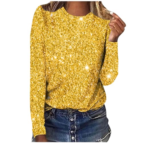 Blusen Damen Elegant Festliche Langarmshirt Sexy Baumwolle Outfit Pailletten Modern Oberteil mit Glitzer Shirt Große Größen Oberteile Langarm Tunika Festliche Blusen alle Angebote von Awrvia