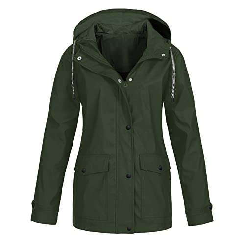 Regenjacke Damen Leichte Windbreaker Arbeit Büro Hochwertige Windjacke GefüTtert Langer Übergangsjacke Faltbar Vintage Outdoorjacke Winddicht Wetterfest Regenmantel Trekking Jacke von Awrvia