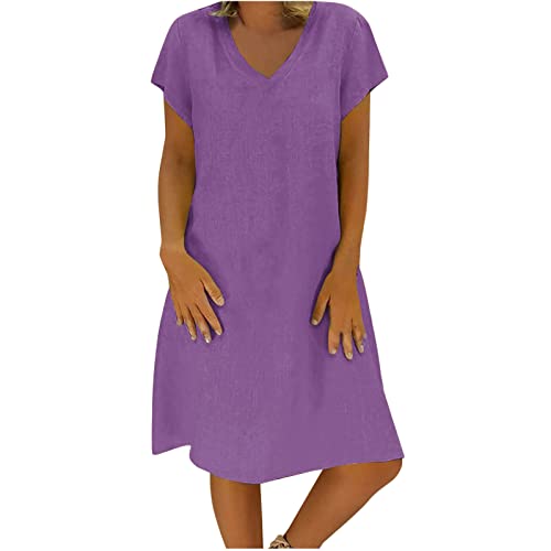 Sommerkleid Damen Leinen Kleider Leicht Casual Midikleid Kurzarm A-Linie Freizeitkleid Luftige Strandkleid Swing Partykleid Kuschelig Hemdkleid Slim Fit Tanzkleid Große Größe Partykleid Sommerkleid Damen Leinen Kleider Leicht Casual Midikleid Kurzarm A-Linie Freizeitkleid Luftige Strandkleid Swing Partykleid Kuschelig Hemdkleid Slim Fit Tanzkleid Große Größe Partykleid von Awrvia