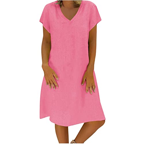 Sommerkleid Damen Leinen Kleider Leicht Casual Midikleid Kurzarm A-Linie Freizeitkleid Luftige Strandkleid Swing Partykleid Kuschelig Hemdkleid Slim Fit Tanzkleid Große Größe Partykleid Sommerkleid Damen Leinen Kleider Leicht Casual Midikleid Kurzarm A-Linie Freizeitkleid Luftige Strandkleid Swing Partykleid Kuschelig Hemdkleid Slim Fit Tanzkleid Große Größe Partykleid von Awrvia