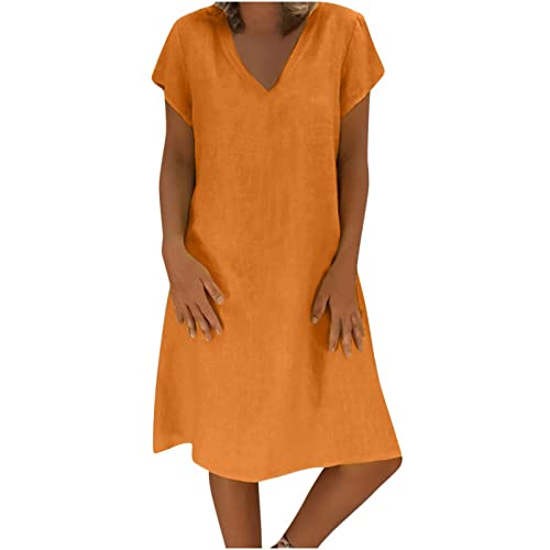 Sommerkleid Damen Leinen Kleider Leicht Casual Midikleid Kurzarm A-Linie Freizeitkleid Luftige Strandkleid Swing Partykleid Kuschelig Hemdkleid Slim Fit Tanzkleid Große Größe Partykleid Sommerkleid Damen Leinen Kleider Leicht Casual Midikleid Kurzarm A-Linie Freizeitkleid Luftige Strandkleid Swing Partykleid Kuschelig Hemdkleid Slim Fit Tanzkleid Große Größe Partykleid von Awrvia