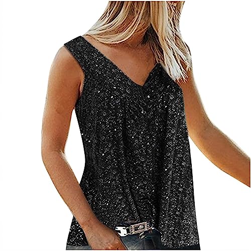 Weste Damen Sommer Ärmellose Shirt Lässig Lockere Tank Top Große Größe V-Ausschnitt Oberteile Leichter Elegant Blusentop Sexy Strand Vest Bluse Blumendruck Tunika Casual Sportshirt von Awrvia