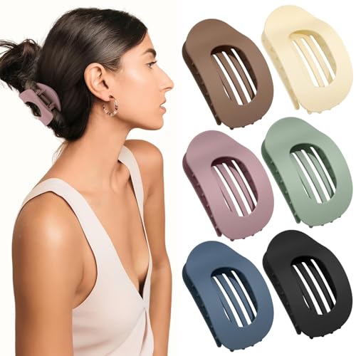 AWUMBUK Haarklammer Groß, 6er Set Flache Haarspangen Damen Mode Haarklammern Damen Rutschfest Flat Hairs Claw Clip Französische Entenschnabel Haarspange für Dickes oder Dünnes Haar, für Alltag, Sport von Awumbuk