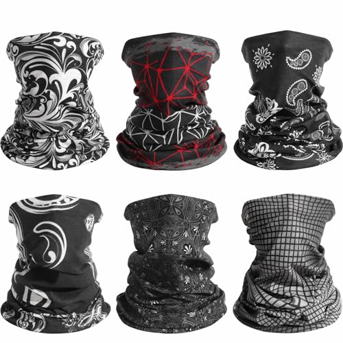 Awumbuk Halstuch Herren & Damen 6 Stück, Multifunktionstuch Unisex Nahtlose Bandanas Schlauchschal Herren Winddicht Halswärmer Motorrad Schal Herren für Outdoor Arbeit Radfahren Laufen von Awumbuk