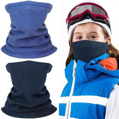 Awumbuk Schlauchschal Kinder, Fleece Schal Kinder Jungen Mädchen Winddicht Kinderschal Loop Schal Winter Halswärmer Schwarz Halstuch Ski Maske Multifunktionstuch 2 Stück von Awumbuk