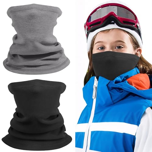 Awumbuk Schlauchschal Kinder, Fleece Schal Kinder Jungen Mädchen Winddicht Kinderschal Loop Schal Winter Halswärmer Schwarz Halstuch Ski Maske Multifunktionstuch 2 Stück von Awumbuk