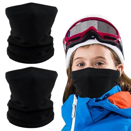 Awumbuk Schlauchschal Kinder, Fleece Schal Kinder Jungen Mädchen Winddicht Kinderschal Loop Schal Winter Halswärmer Schwarz Halstuch Ski Maske Multifunktionstuch 2 Stück von Awumbuk