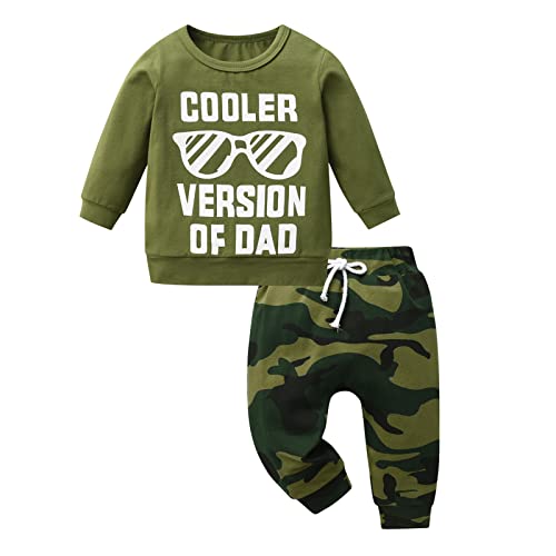 Awxoder Baby Jungen Kleidung Outfits Set lange Ärmel Brief gedruckt Tops + Hosen 2Pcs Infant Boy Clothing, Grün, 12-18 Monate von Awxoder