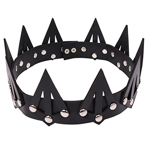 Awydky Cosplay Queen Kopfbedeckung Leder Spikes für Halloween Party Tragen für kreative Karneval Kopfbedeckung Party Supplies Gothic Spiked Karneval Bühnenauftrittskleid von Awydky