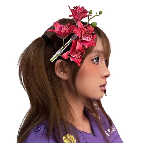 Blumen-Haarspange, Lilien, 2000er-Jahre, Japonismus, Pony, Haarspangen, Japonismus, Haarnadel, Lilien, Braut-Haarspange für Entenschnabel, Blumen-Haarnadel von Awydky