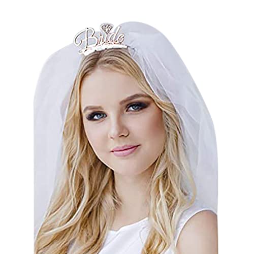 Brautschleier Stirnband Für Damen Hochzeit Party Kopfschmuck Für Braut Brautparty Party Haarband Junggesellenabschied Zubehör Damen Stirnbänder Rutschfestes Damen Stirnband von Awydky