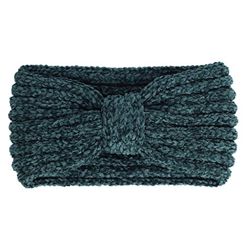 Damen Winter gestricktes breites Stirnband, einfarbig, geknotet, in der Mitte, elastisches Haarband, gehäkelt, gestreift, Ohrwärmer, Turban-Kopfwickel, 12 Farben, Haarspangen für Damen von Awydky