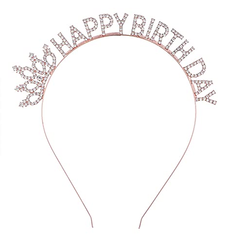 Haarschmuck mit Strasssteinen, Aufschrift "Happy Birthday", für Erwachsene, Teenager, Feier, Party, Haarreif, bunt, Haarreif für Damen, glänzend, Geburtstag, Buchstabe, dekorativ von Awydky