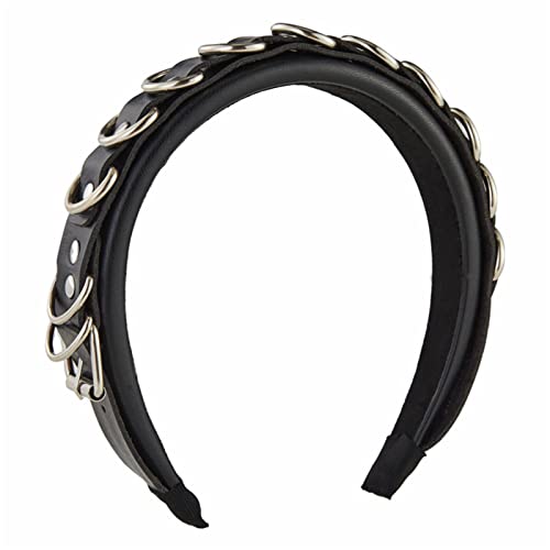 Punk Stirnband Lederschnalle Stirnband PU Leder Stirnband Metallschnalle Gothic Tiaras PU Leder Kopfbedeckung Rock Stirnband Punk Stirnbänder von Awydky