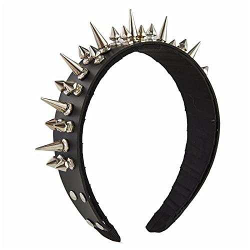 Rock-Stirnband für Herren mit Stacheln, Gothic-Tiaras, Nieten-Stirnband, Steampunk, Punk-Stirnband, Leder-Stirnband, mit Stacheln, Rock-Stirnband für Herren von Awydky